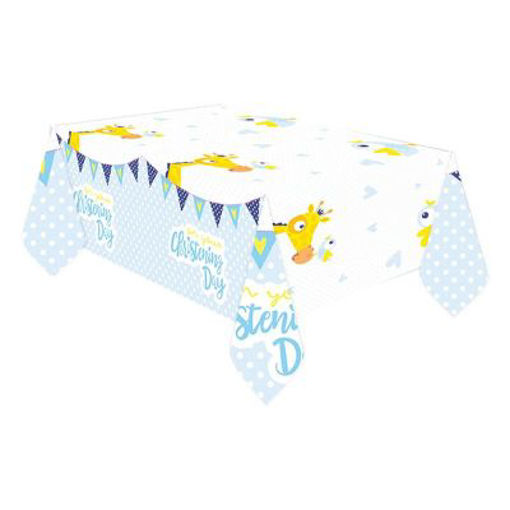 Picture of BABY CHRISTENING DAY BLUE PLASTIC TABLE COVER 1.8M X 1.2M